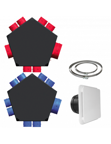 Kit accessoires VMC DF avec 1 plénum insuff br et 1 ext., bouches, colliers S&P (UNELVENT) 600062
