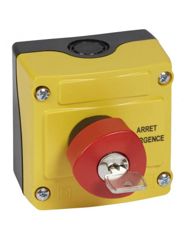Boîte à bouton équipée Osmoz avec coup de poing d'arrêt d'urgence rouge à clé n°455 D.40mm avec couvercle jauneLEGRAND 024215