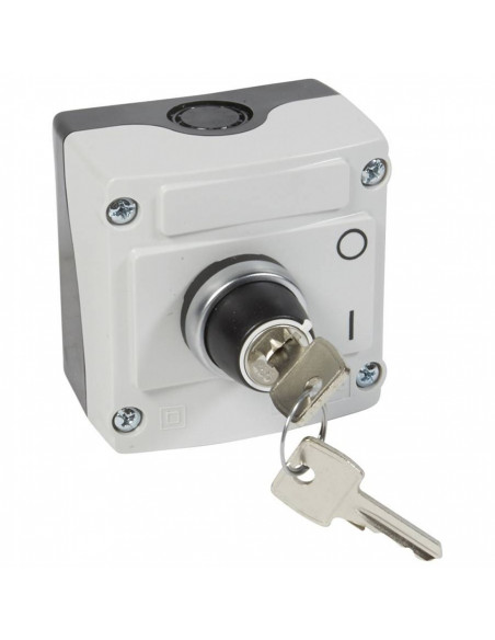 Boîte à bouton équipée Osmoz avec bouton tournant à clé n°455 2 positions avec couvercle gris LEGRAND 024217