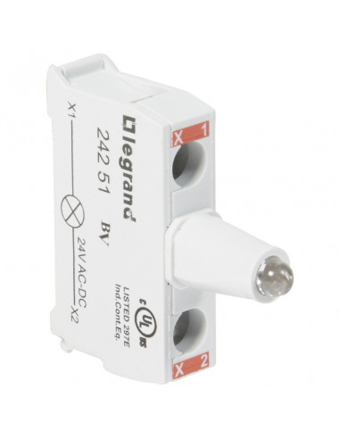 Bloc lumineux LEDs Osmoz pour boîte à boutons raccordement à vis 12V à 24V alternatif ou continu rouge LEGRAND 024251