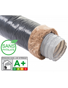 Gaine souple isolée ECOSOFT isolation 50 mm zéro phtalate D.125 mm long 6 m S&P (UNELVENT) 813932 2