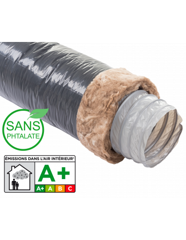 Gaine souple isolée ECOSOFT isolation 50 mm zéro phtalate D.125 mm long 6 m S&P (UNELVENT) 813932