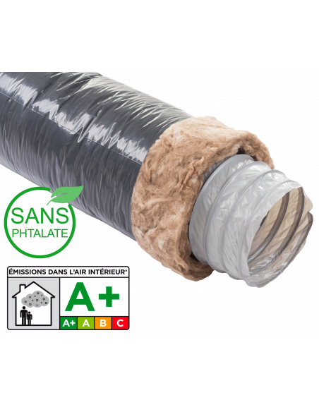 Gaine souple isolée ECOSOFT isolation 25 mm zéro phtalate D.160 mm, long 3 m S&P (UNELVENT) 813943