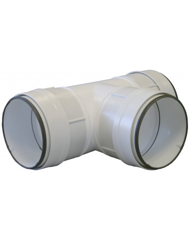 Té 90° PVC rigide à joints d'étanchéité, D circulaires 125 mm, gamme TUBPLA S&P (UNELVENT) 831034