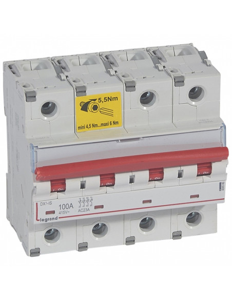 Interrupteur-sectionneur DX3-IS à déclenchement 4 Pôles 400V 100A 6 modules LEGRAND 406546