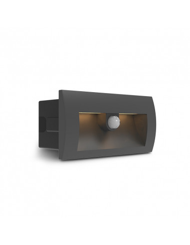 ZEPHYR ENCASTRE MURAL 140X70MM 6.5W 3000K ALU + VERRE + DETECTEUR IR MIIDEX LIGHTING 100805