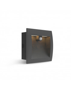ZEPHYR ENCASTRE MURAL 140X140MM 6.5W 3000K ALU + VERRE + DETECTEUR IR MIIDEX LIGHTING 100806 2