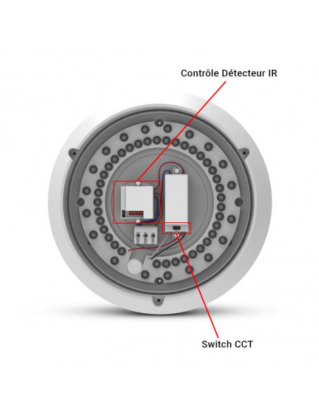 RONDO CCT II 15W 3000/4000/6000K BLC IP65 + DETECTEUR IR 5ANS MIIDEX LIGHTING 101093