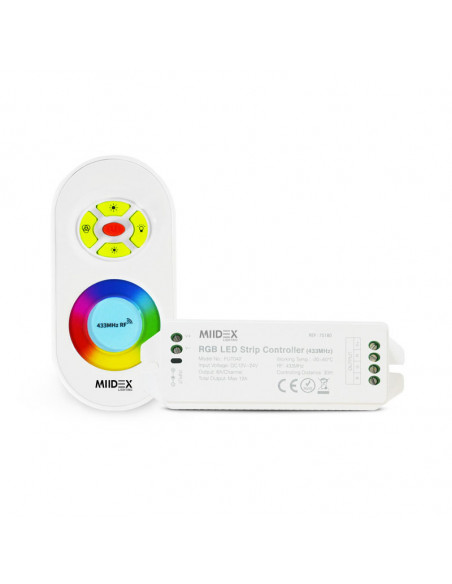 TELECOMMANDE 20M RF + CONTROLEUR RGB 216W 12V/24V DC MIIDEX LIGHTING 75180