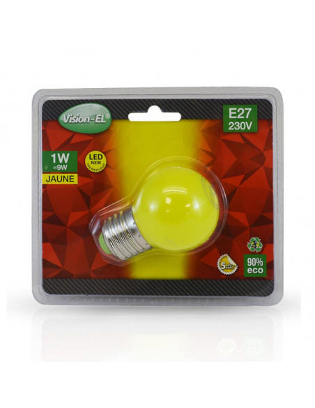 LED 1W BULB E27 JAUNE BOITE MIIDEX LIGHTING 7627