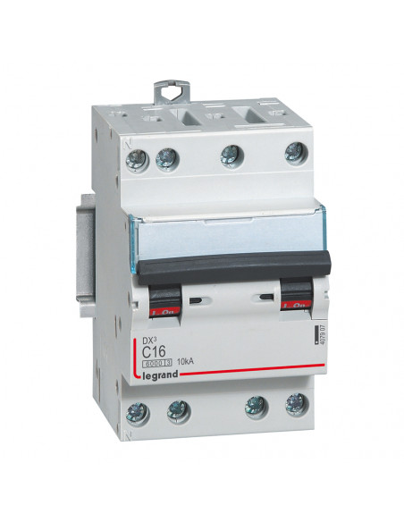 Disjoncteur DX³6000 10kA arrivée haute et départ bas à vis 4 Pôles 400V 16A courbe C pour peigne HX³ optimisé LEGRAND 407907