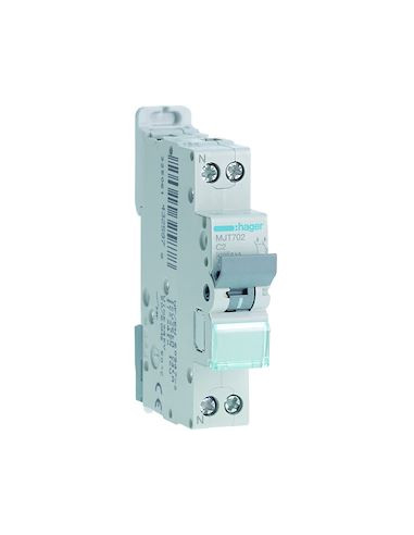 Disjoncteur 1P+N courbe C 2A 1 module HAGER MJT702