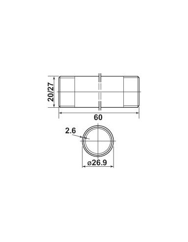 Jonction inox à visser MM 3 4'' L 60mm 101516909