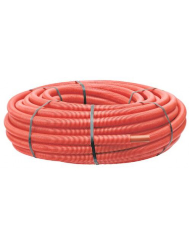 Tube P.E.R pré-gainé rouge PEX B diam 12 50M 113-12-50S