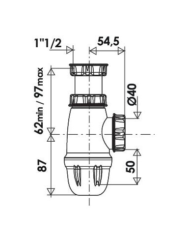 SIPHON D'EVIER M PLAST 1"1 2 115-40