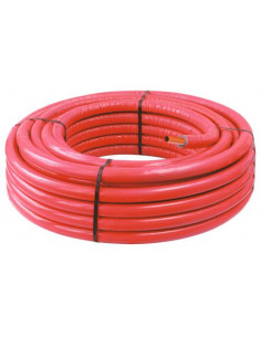Tube P.E.R pré-gainé isolé rouge PEX B diam 25 25M 130-25-25S