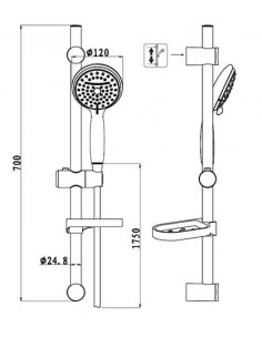 Barre de douche douchette bi jet 13616 2