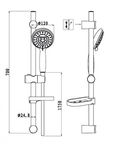 Barre de douche douchette bi jet 13616