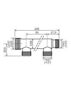 Collecteur de distribution double filetage à portée plate Nu 5 Sorties 1 2" 1645-04-20 2