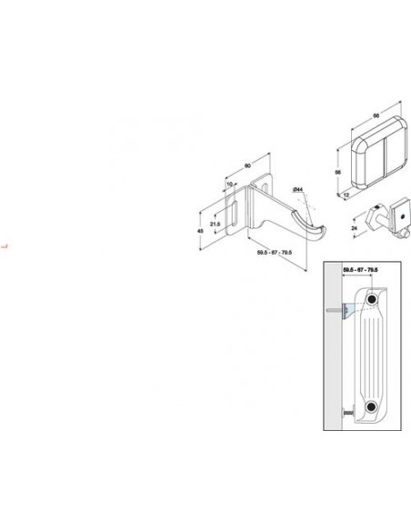 Fixations pour radiateur aluminium Jeu de 2 Consoles Vis et chevilles 21720