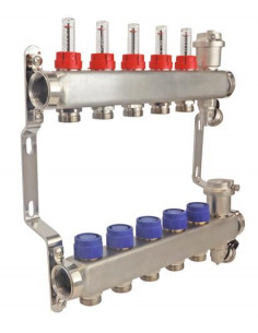 Ensemble collecteurs en inox 5 Sorties sans vanne 2233-05-26 2
