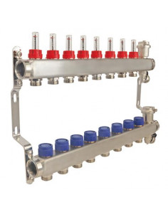 Ensemble collecteurs en inox 8 Sorties sans vanne 2233-08-26 2