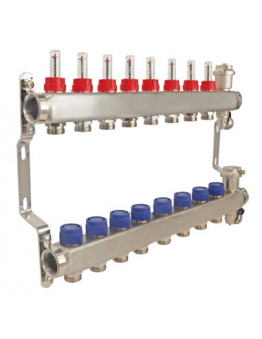 Ensemble collecteurs en inox 8 Sorties sans vanne 2233-08-26