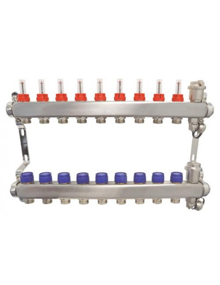 Ensemble collecteurs en inox 9 Sorties sans vanne 2233-09-26