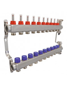 Ensemble collecteurs en inox 10 Sorties sans vanne 2233-10-26 2