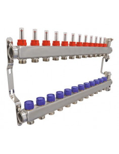 Ensemble collecteurs en inox 12 Sorties sans vanne 2233-12-26 2