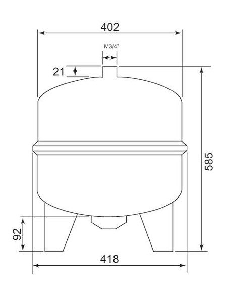 Vase d'expansion cylindrique à membrane sur pieds 50 litres 25-50