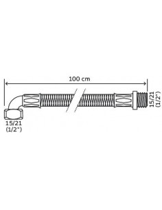 Flexible à 1 écrou mâle et 1 raccord coudé écrou tournant 1000 M1 2"F3 4" 2985-68 2