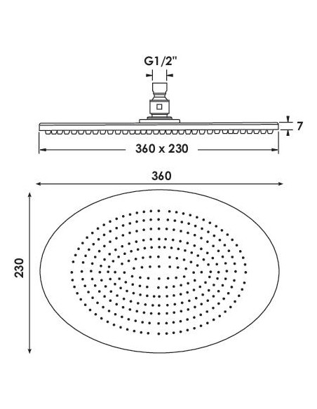 Douche de téte Ovale 360x230 Ultra plat 3030C