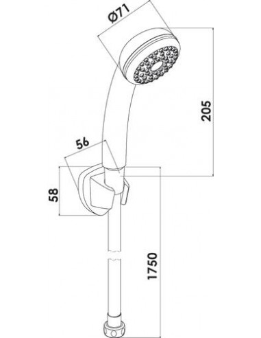 Douchette monojet diam 70 +flexible+support 324116