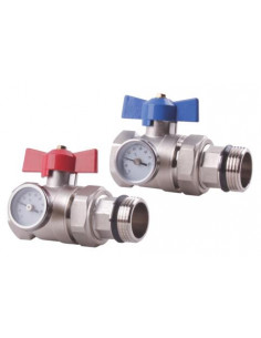 Kit vannes droites laiton chromé avec thermomètre FF3 4" 351-26