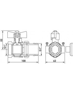 Kit vannes droites laiton chromé avec thermomètre FF3 4" 351-26 2