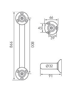 Barre de Maintien Droite Chrome 800 m 3829P 2