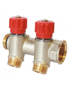 Collecteur de distribution laiton EASYLOCK avec vannes intégrées 2 Sorties 1" 4015-02-26R