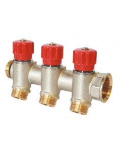 Collecteur de distribution laiton EASYLOCK avec vannes intégrées 3 Sorties 1" 4020-03-26R