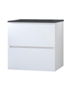 Mble OSLO 60 blanc mat 2 tiroirs pl noir 402117501