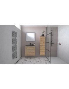Meuble OSLO 60 bois 2 tiroirs plan noir 402117502 2