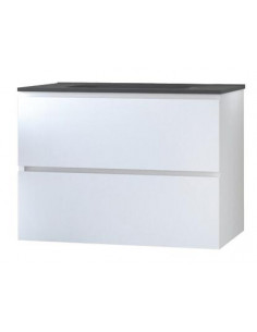 Meuble OSLO 80 blanc mat 2 tir plan noir 402117503