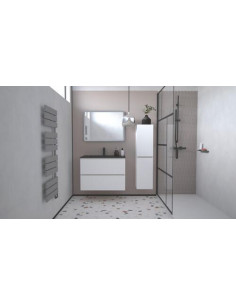 Mble OSLO 80 blanc brill 2 tir plan noir 402117504 2