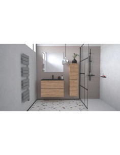 Meuble OSLO 80 bois 2 tiroirs plan noir 402117505 2