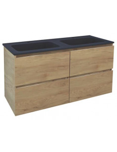 Meuble OSLO 120 bois 4 tiroirs plan noir 402117509