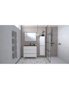 Mble OSLO 80 blanc mat 3 tiroirs pl noir 402117510 2