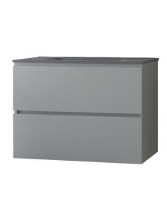 Meuble OSLO 80 gris 2 tiroirs plan noir 402117512