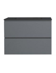Meuble OSLO 80 gris 2 tiroirs plan noir 402117512 2