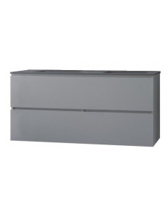Meuble OSLO 120 gris 4 tiroirs plan noir 402117513