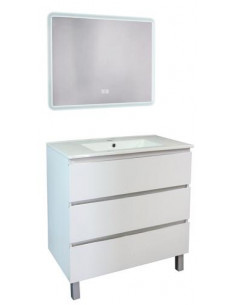 MBLE OSLO 80 3T BLANC MAT MIROIR ATHENES 402117527